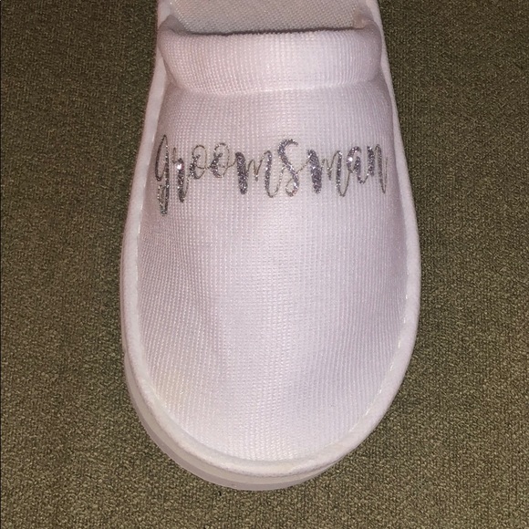 Groom Wedding Slippers Silver Fits Size 7-11 - Picture 4 of 4